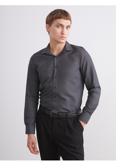Lcw Busıness Antrasit Slim Fit Uzun Kollu Armürlü Erkek Gömlek