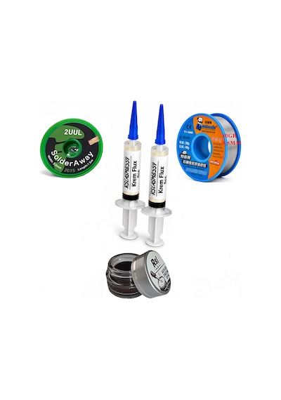 Lehimleme Seti 0,8 Mm 40 Gr Lehim Teli 2 Li Flux 2uul-2015 Lehim Fitili Havya Ucu Temizleme Kremi Seti St29