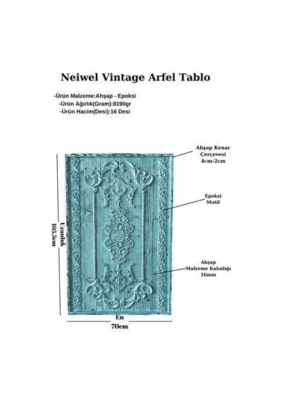 Neiwel Vintage Arfel Eskitme Beyaz Tablo