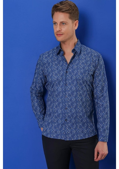 Efor G 1540 Slim Fit Lacivert Klasik Gömlek Lacivert