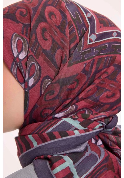 Silk Home Dört Mevsim Antik Motif Viskon Velora Eşarp 6421 Eflatun