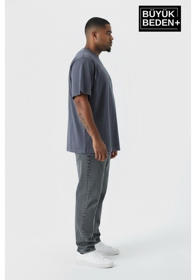 Süperlife Büyük Beden Erkek Basic Tişört Pamuklu Düz T-shirt 3xl-6xl Spr26bts10 Gri