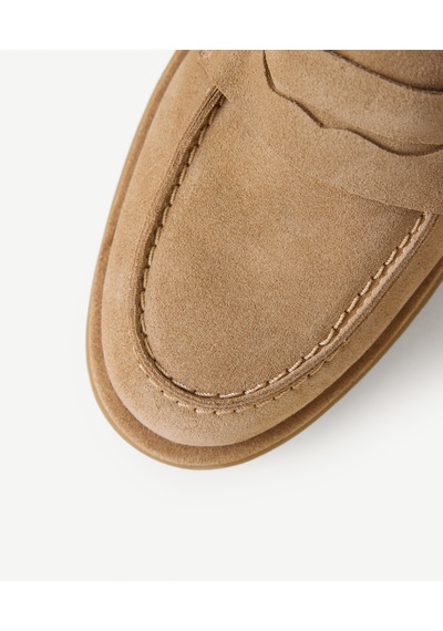 Yargıcı Kürklü Süet Loafer 26kkay4045x 209 Koyu Bej