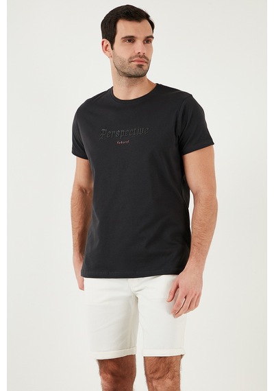 Buratti Pamuklu Slim Fit Bisiklet Yaka Erkek T Shirt 541Perspective Koyu Antrasit