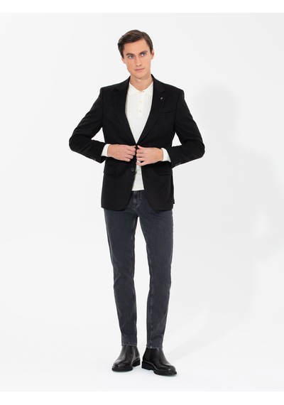 Cacharel Siyah Slim Fit Kaşmir Ceket