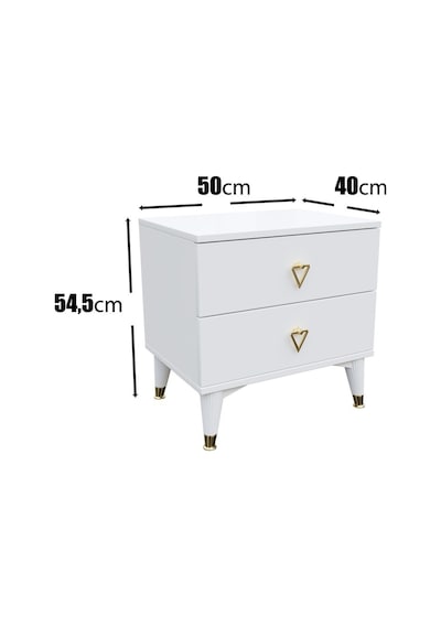 Simple 2 Çekmeceli Komodin Smp5002 Beyaz Gold