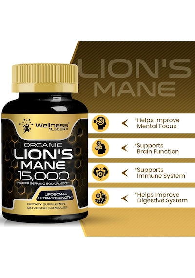 Wellness Labs Lions Mane Real Mushroom Brain, Memory And Focus Cognitive Immune 120 Caps Wellness Labs Lions Mane Real Mushroom Brain, Memory And Focus Cognitive Immune 120 Caps