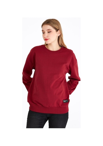 MMetalic Kadın Bordo Renk Basic Bisiklet Yaka Sweatshirt