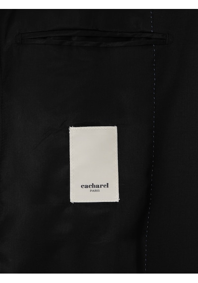 Cacharel Siyah Slim Fit Mikro Desenli Mono Yaka Yün Karışımlı Takım Elbise