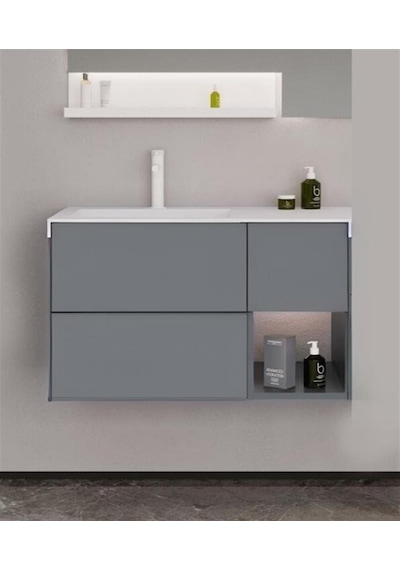 Orka Milano 100 Alt Modül + Lavabo Modul Mat Gri Diğer Orka Milano 100 Alt Modül + Lavabo Modul Mat Gri Diğer