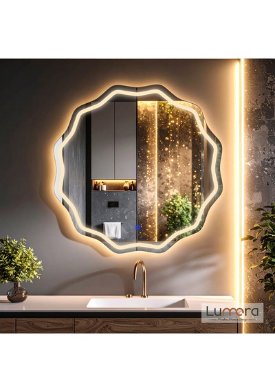 Envara Günışığı Lazer Kumlamalı Lavabo & Banyo Aynası Dokunmatik Sensörlü 70 X 70