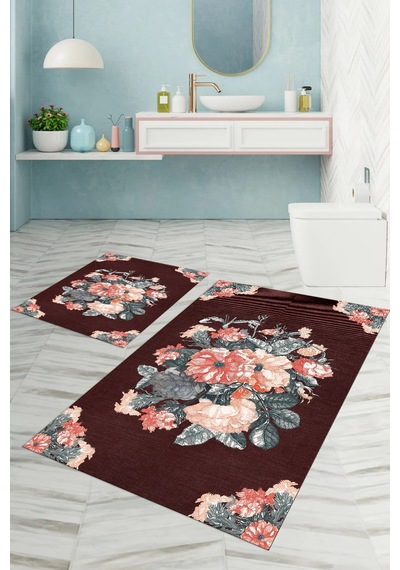 Buççin Online Mağaza Dijital Baskılı Yıkanabilir Kaymaz Taban Çiçek Detaylı Banyo Paspası Klozet Takımı Polyester Bordo Çok Renkli Buççin Online Mağaza Dijital Baskılı Yıkanabilir Kaymaz Taban Çiçek Detaylı Banyo Paspası Klozet Takımı Polyester Bordo Çok Renkli