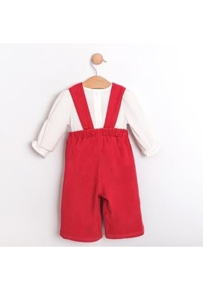 Cumino Kız Bebek Gömlekli Pantolonlu Tulum Takımı Cmn-3754 Kırmızı