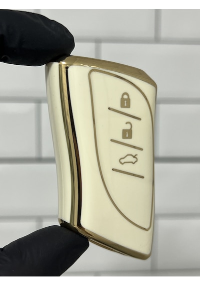 Yeni Lexus RX RX L NX Uyumlu Smart Nano Anahtar Kılıfı Beyaz - Gold