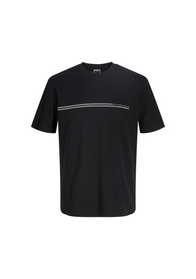 Jack & Jones Erkek Bisiklet Yaka Minimal Logo Baskili Tisört - Fusion - 12289936 Siyah