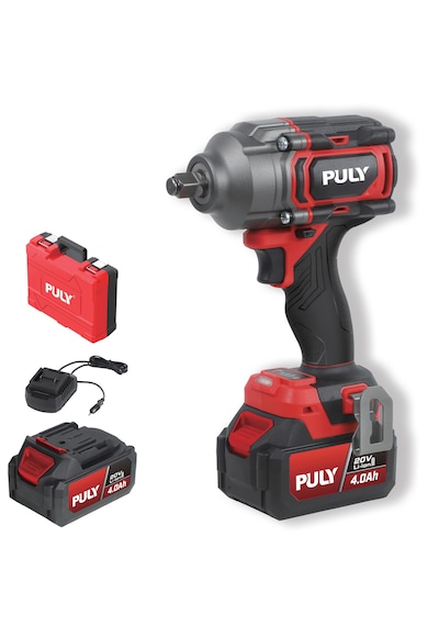 Puly Professional BLMI-360 20V 600NM Kömürsüz Akülü Somun Sıkma 900NM Sökme Torku 2x4.0AH Akü Şarj Cihazı ve Pulybox Çanta