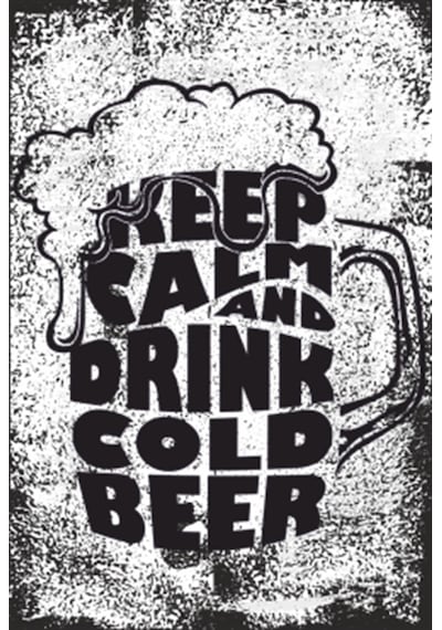 sakin ol ve soğuk bir bira iç retro ahşap poster