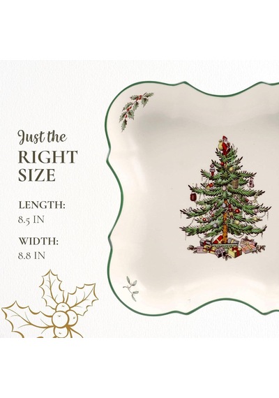 Spode Christmas Tree Devonia Tray 20cm / 8in - Kare Servis Ve Sunum Tabağı