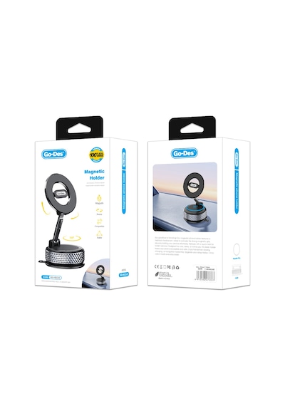 Go Des Gd-hd243 360 Derece Dönebilen Vakum Özellikli Magnetik Telefon Tutucu Siyah
