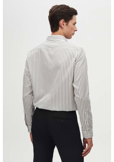 D'S Damat Ds Damat Slim Fit Siyah Çizgili Gömlek 6HC02ORT10265 Siyah