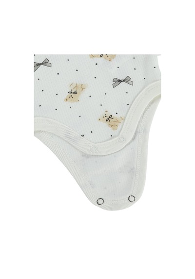 Civil Baby Fiyonklu Ayıcık Empirme 1-36 Ay Çıtçıtlı Badi - Ekru