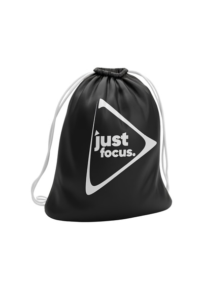 Just Nutrition Just İpli Bez Spor Çantası Siyah Büzgülü Sırt Çantası Beyaz Askılı Baskılı Spor Çantası