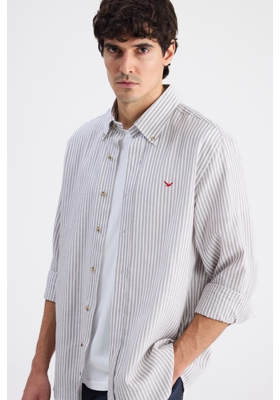 D'S Damat Ds Damat Comfort Vizon Çizgili Gömlek 6hc02g816304m Çok Renkli