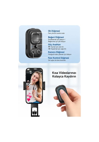 Lexroo Aı Yüz Takipli Selfie Çubuğu Tripod, 360 Otomatik Takip Gimbal, Quadrapod Taban