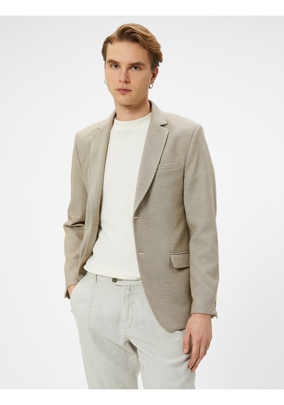 Koton Blazer Ceket Slim Fit Düğmeli Cep Detaylı Bej 5wam50003hk Ekru