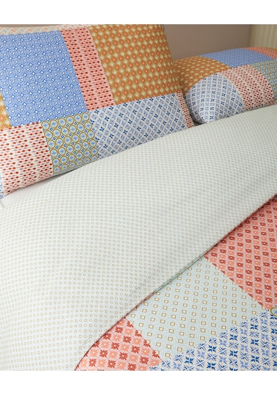 Patchform Kolay Ütülenir Tek Kişilik Nevresim Seti 160x220 Cm Mavi Bordo