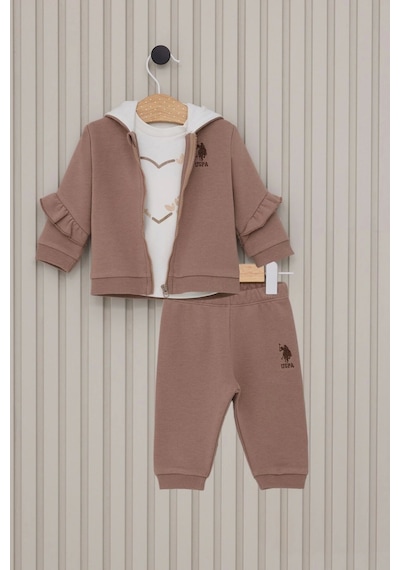 U.S. Polo Assn. Kız Bebek 3lu Takım - Vizon Vizon