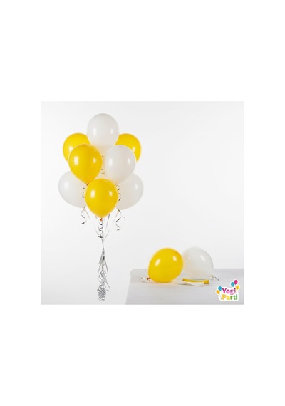 Sarı Beyaz Konsept Balon Seti 10 Adet Sarı Sarı