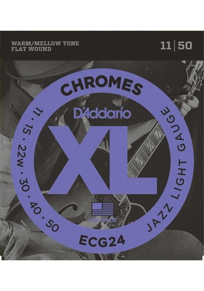 D'addario Ecg24 Xl Chromes Flatwound Elektro Gitar Tel Seti Profesyonel Jazz Light 11-50 Kalınlık, Dengeli Gerilim Ve Vintage Jazz Karakteri