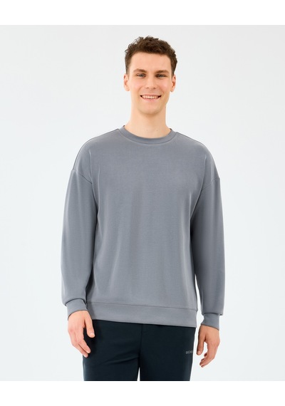 Skechers M Loose Crewneck Sweatshirt Erkek Gri Sweatshirt S2510041-1767 Gri