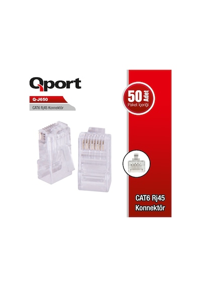 Q-j650 Cat6 50 Lik Rj-45 Konnektör