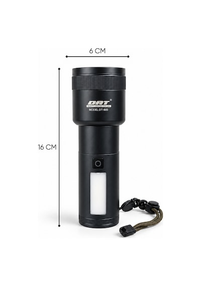 Şarj Edilebilir Zoomlu El Feneri - 1500 Lümen - 15 Watt - Dat - Dt-805 Çok Renkli