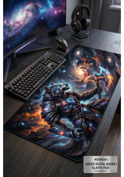 Sonictouch Kurt Savaşçı Siyah Dikişsiz Pürüzsüz Sıvı Geçirmez Xxl Gamer Klavye Mousepad 40x90cm