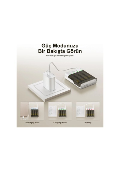 Imuto 3600mwh Aa Şarj Edilebilir Pil + Power Case Şarj Kiti 4 Lü Paket