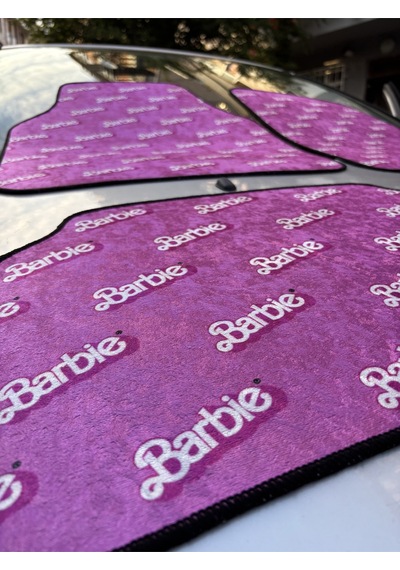 Lüx Oto Halı Paspas Desenli Yıkanabilir Unıversal Her Araca Uyumlu Barbie Yazı
