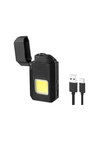 Gazsız Rezistanslı Elektrikli Usb Şarjlı Çakmak Mini Cob El Fenerli 2 In 1 Mini Projektörlü Çakmak