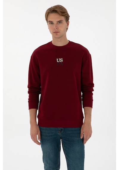 U.S. Polo Assn. Erkek Comfort Fit Bisiklet Yaka Bordo Basic Sweatshirt 50313760-VR014 U.S. Polo Assn. Erkek Comfort Fit Bisiklet Yaka Bordo Basic Sweatshirt 50313760-VR014