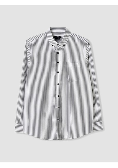 Lcwaıkıkı Classic Lacivert Regular Fit Çizgili Oxford Erkek Gömlek