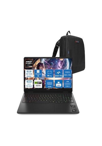 HP Omen 16-AP0002NT C52QZEAH16 Ryzen AI 9 365 32 GB 4 TB+4 TB SSD 16" W11H Dizüstü Bilgisayar + Çanta
