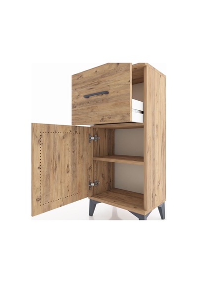 Arges Komodin Tek Raflı Tek Çekmeceli Tek Kapaklı 44x30x96 Ça... Çam