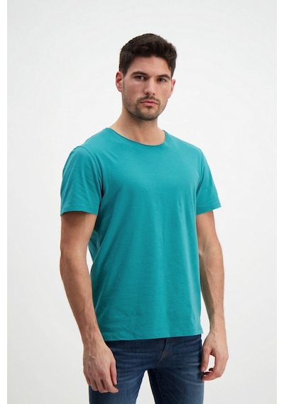Rich Erkek Yıkamalı Basic T-shirt Tişört %100 Pamuk Tişört Turkuaz