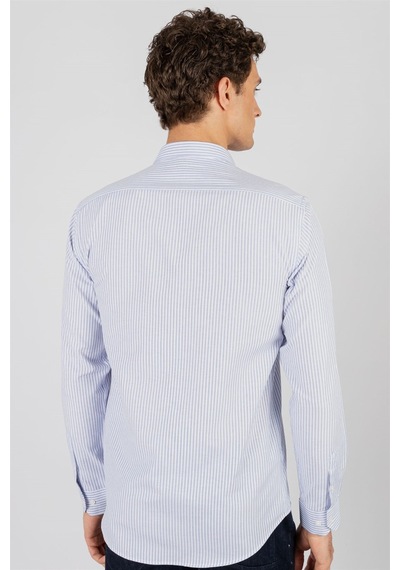 Tudors Modern Slim Fit Dar Kesim Armürlü Erkek Gömlek MD17004-110 Mavi