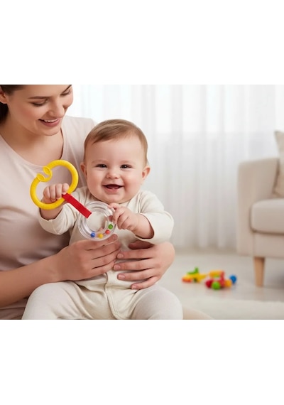 Babyjem Pusete Asılabilir Oval Sesli Çıngırak Kırmızı