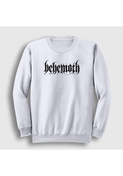 Presmono Unisex Behemoth Sweatshirt Beyaz