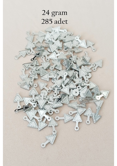 Oya Abiye Bileklik Kolye Pleksi Metalik Plastik Pul Gümüş Renk 24 Gram 285 Adet - Bnc565