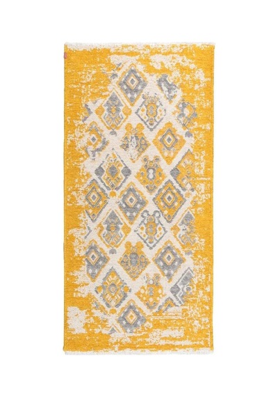 Gri Sarı Çift Taraflı Modern Vintage Yıkanabilir Antibakteriyel Halı - Yo015fsagr Turuncu
